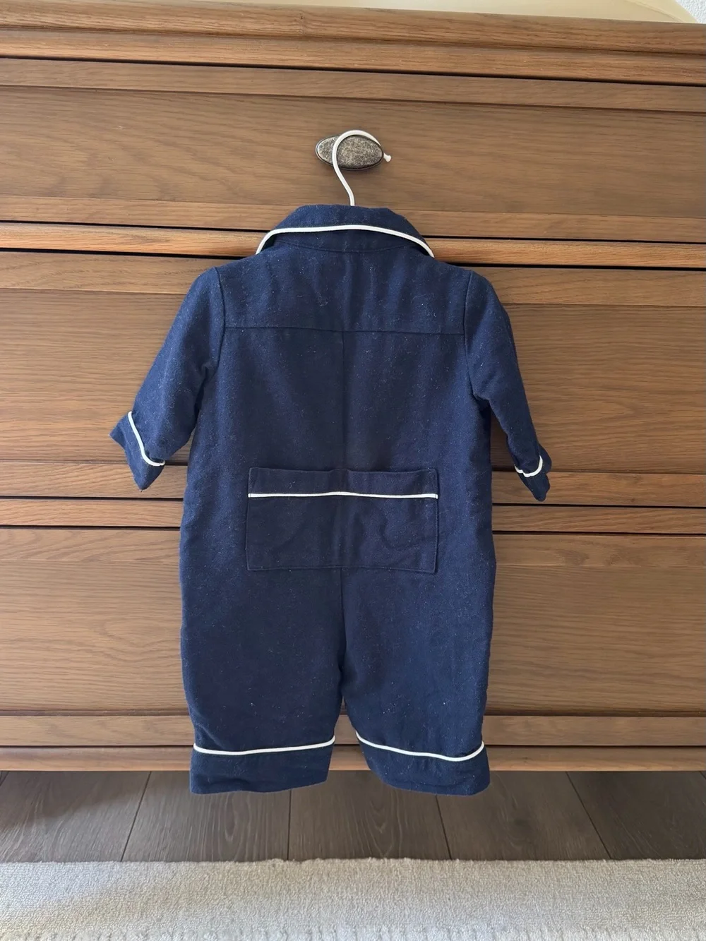 Petite Plume Navy and White  Romper Pajama